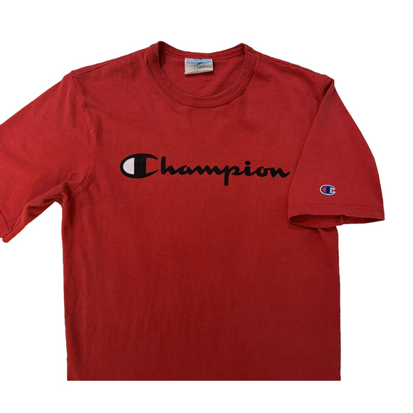 Vintage 90s Champion Shirt Mens SM Red Spell Out Logo Reverse Weave Heavyweight - Picture 3 of 6